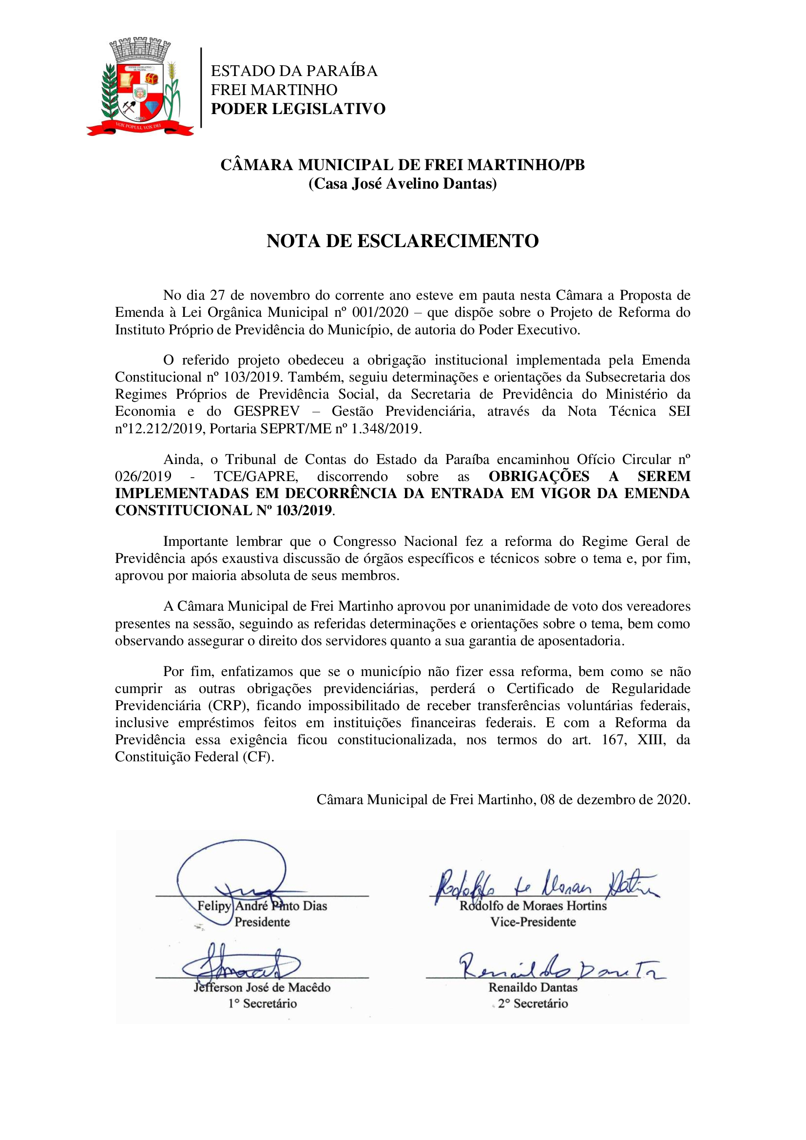 Nota de Esclarecimento