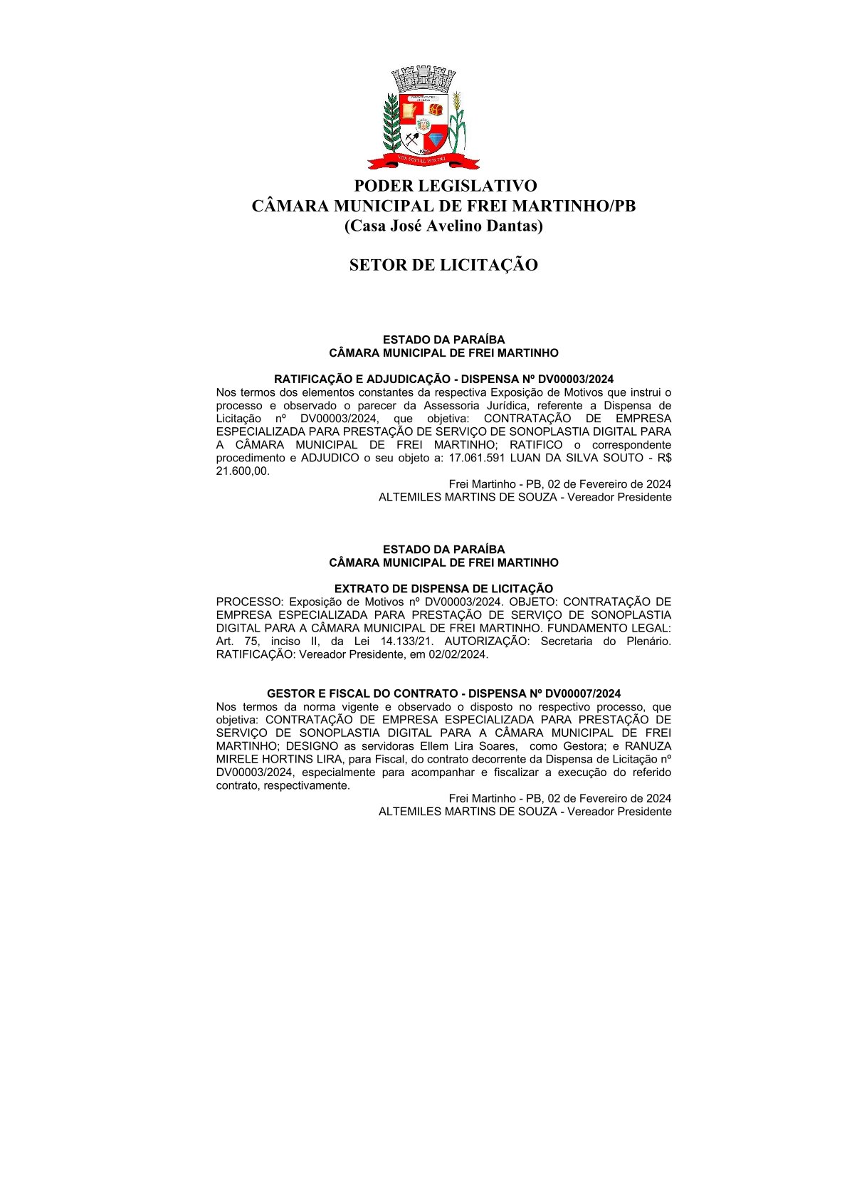 Dispensa 003/2024